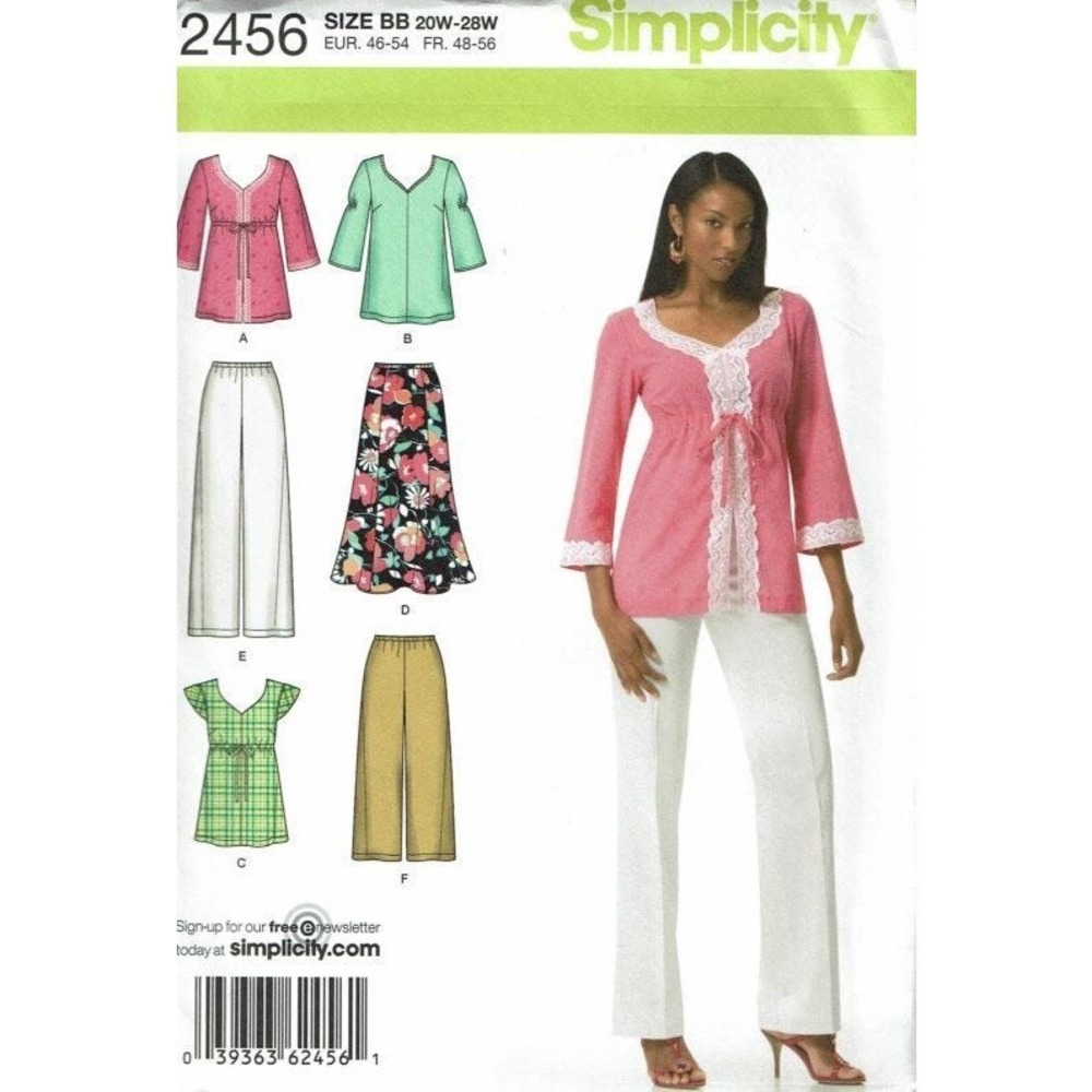 Simplicity Sewing Pattern 2456 Pants Skirt Top Misses Size 20W-28W